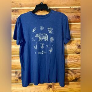 Men’s United by Blue Navy Blue Graphic T-Shirt Tee with Bear Nature Scen…
